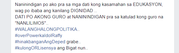 Dating guro, naglabas ng saloobin kaugnay sa isyu ng kapwa guro