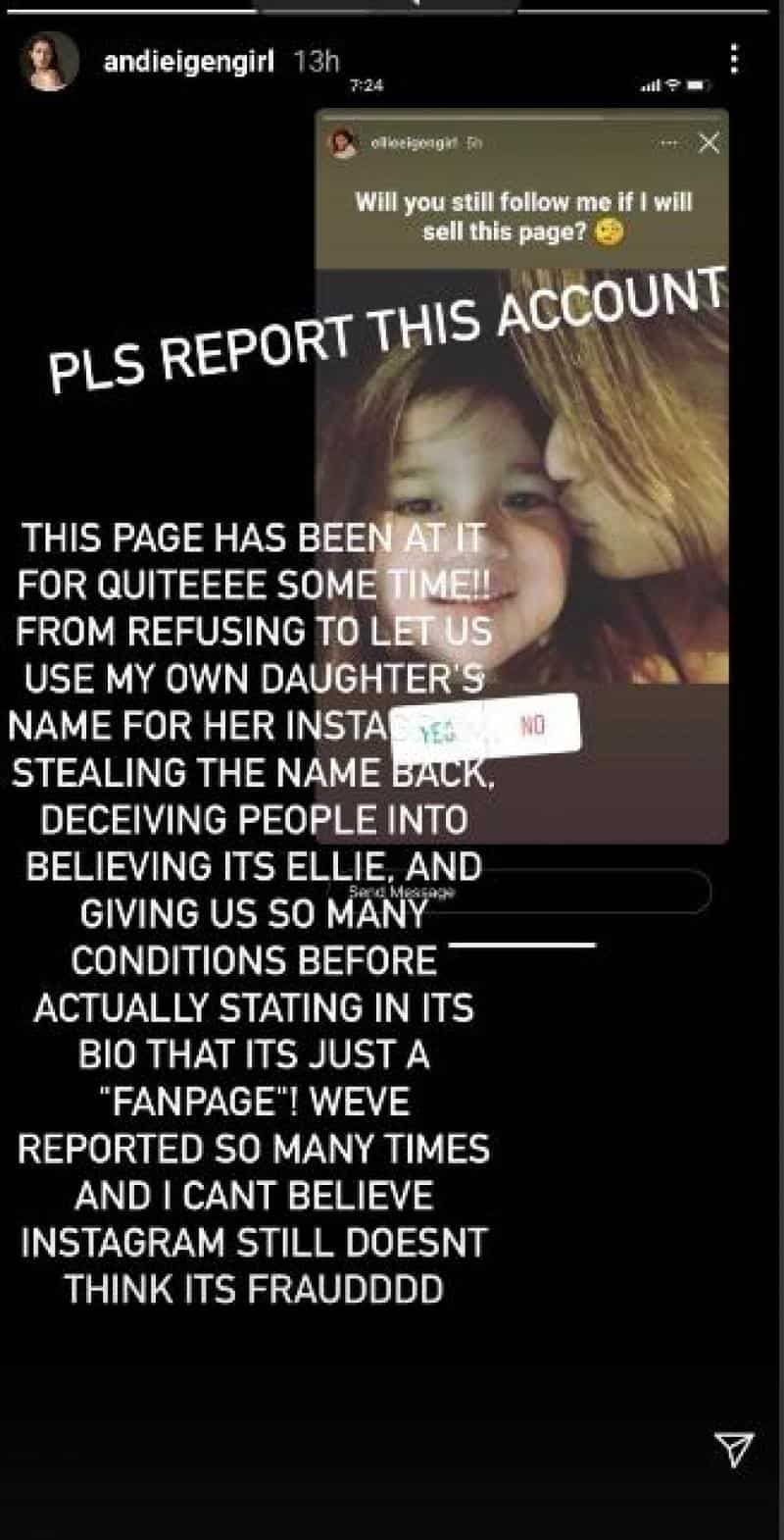 Andi Eigenmann slams unknown person who pretends to be Ellie on social media