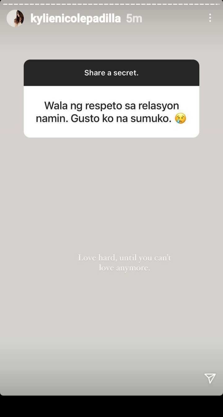 Kylie Padilla, may sagot sa netizen na gusto nang sumuko sa relasyon: “Love hard”