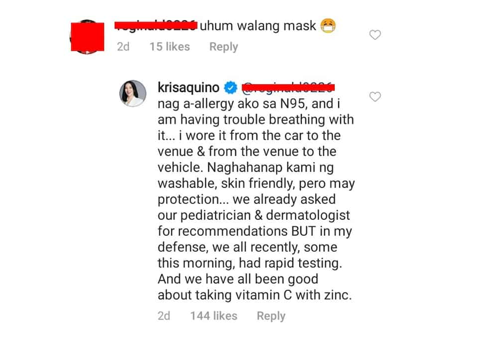 Kris Aquino gets called out on socmed for not wearing mask; actress responds
