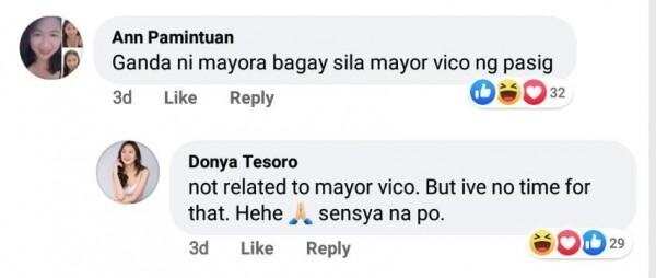 Mayor Donya Tesoro, nag-react na sa pag-reto sa kanya ng netizens kay Vico Sotto