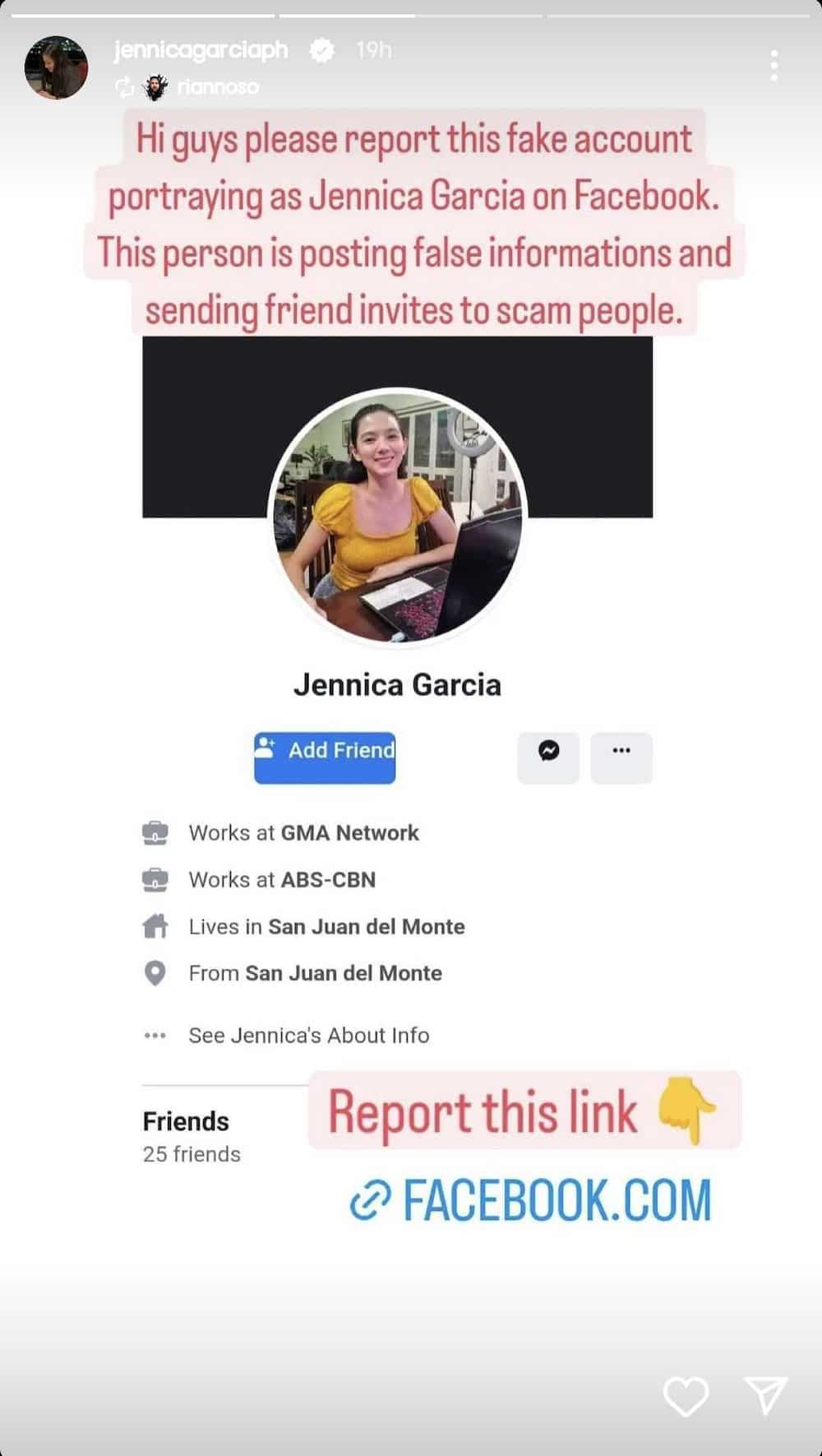 Jennica Garcia warns netizens against fake Facebook account