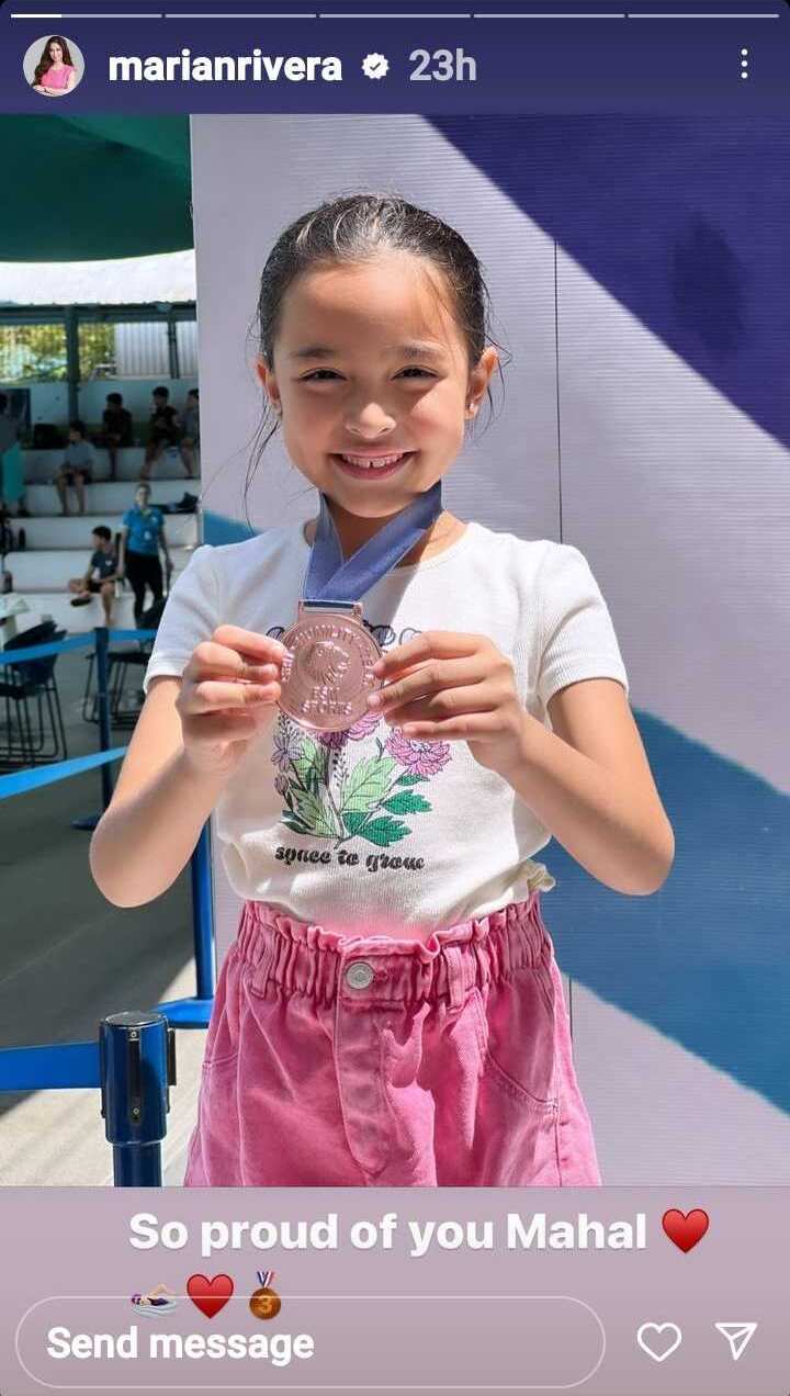 Zia Dantes wins medal foe swimming; Marian Rivera: “So proud of you”