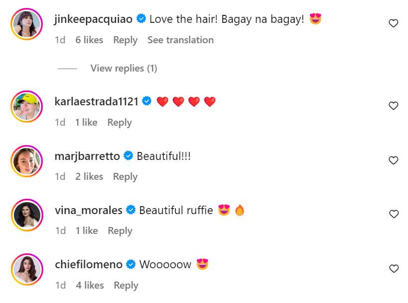 Jinkee Pacquiao, other celebrities gush over Ruffa Gutierrez look: “Love the hair!”