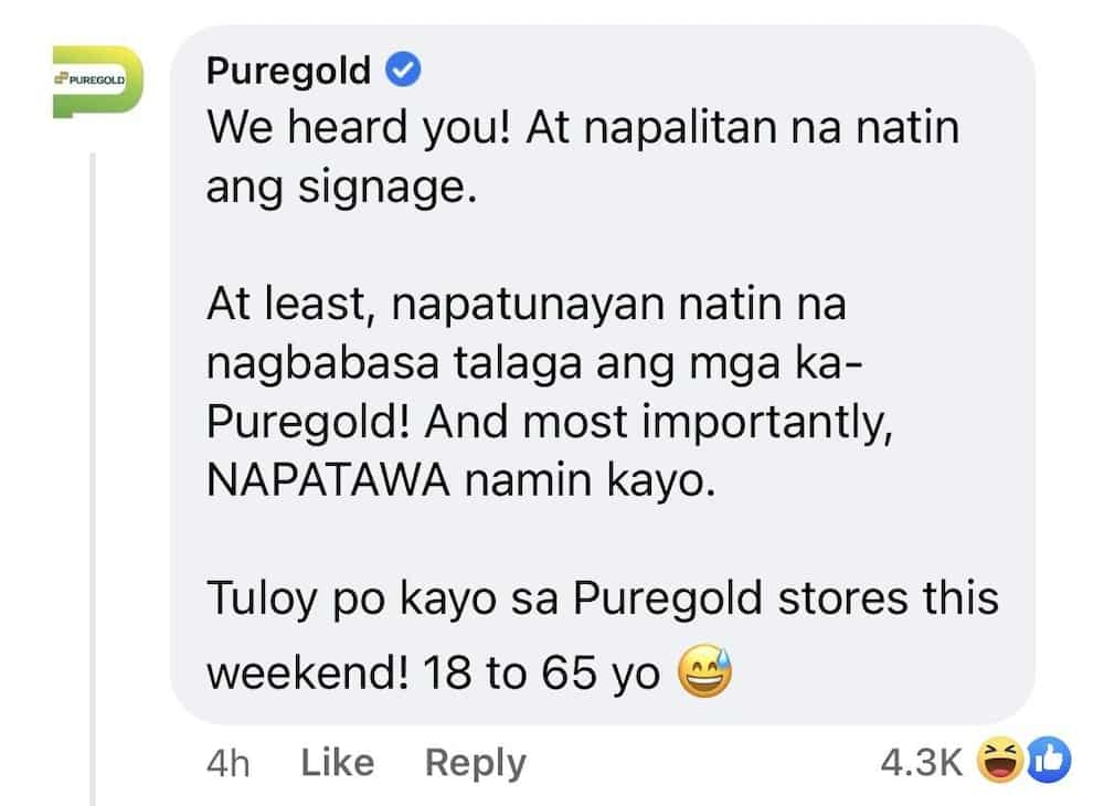 Puregold, napalitan na ang viral poster na nagsasabing bawal pumasok ang "16-65 anyos"