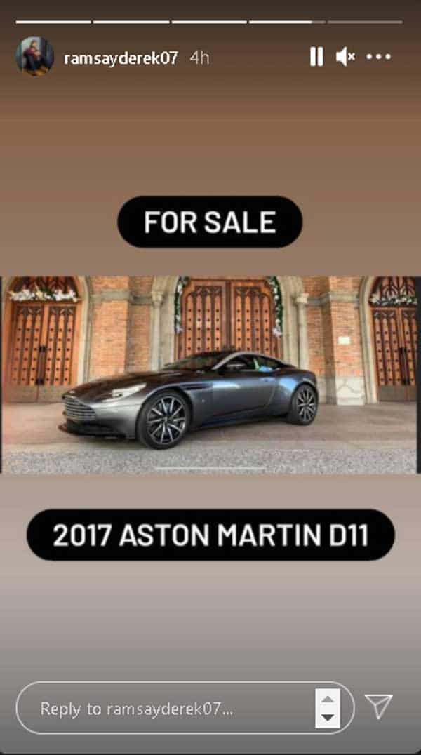 Derek Ramsay posts luxury Aston Martin car as "for sale"