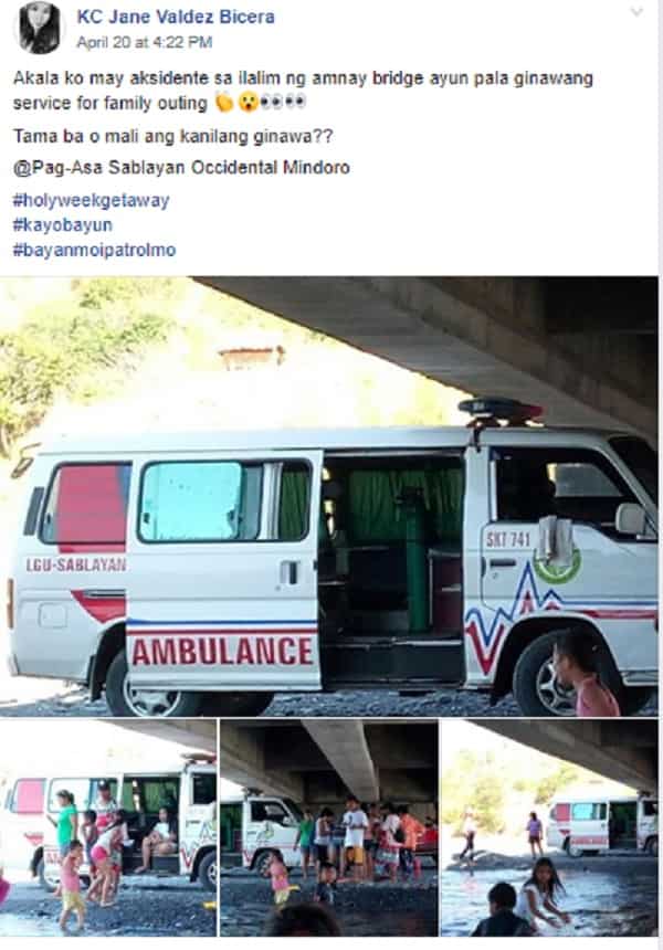 Netizen shares photos of ambulance allegedly used for Holy Week outing