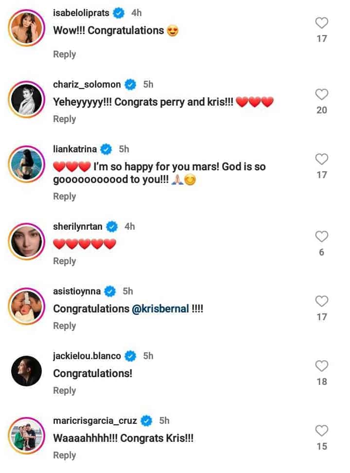 Celebrities react to Kris Bernal's pregnancy announcement: “Congratulations”