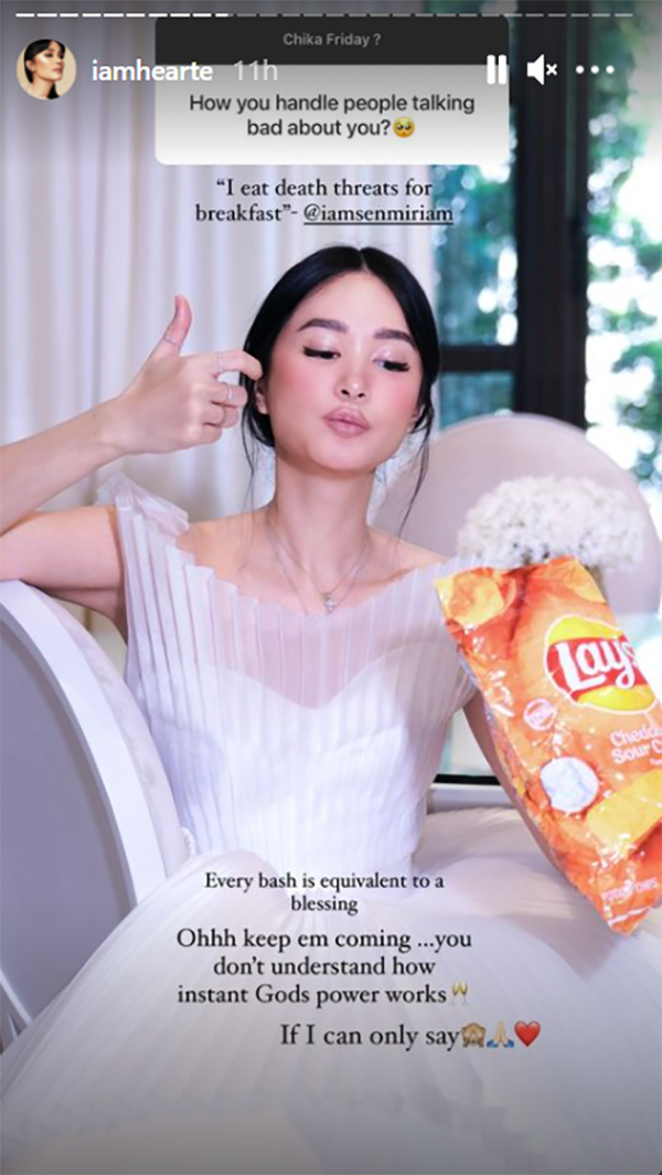 Heart Evangelista's message to bashers: "keep 'em coming"