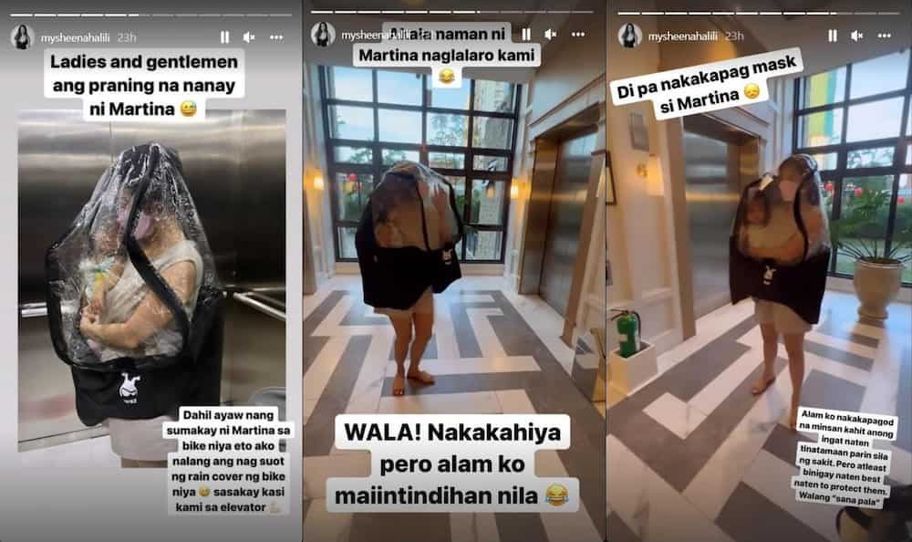 Sheena Halili, nagpaliwanag kung bakit nagsuot siya ng rain cover sa elevator