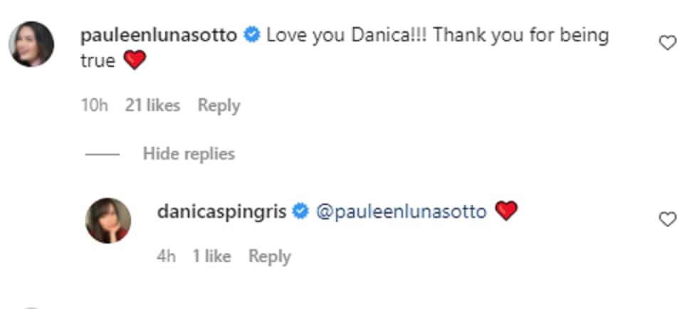Pauleen Luna responds to Danica Sotto's birthday greeting for her: "Thank you for being true"