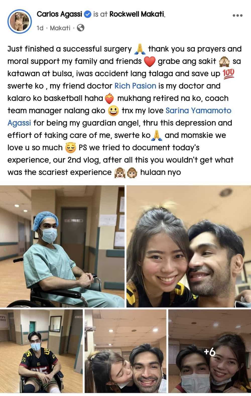 Carlos Agassi gives health update after knee surgery: "Mukhang retired na 'ko"