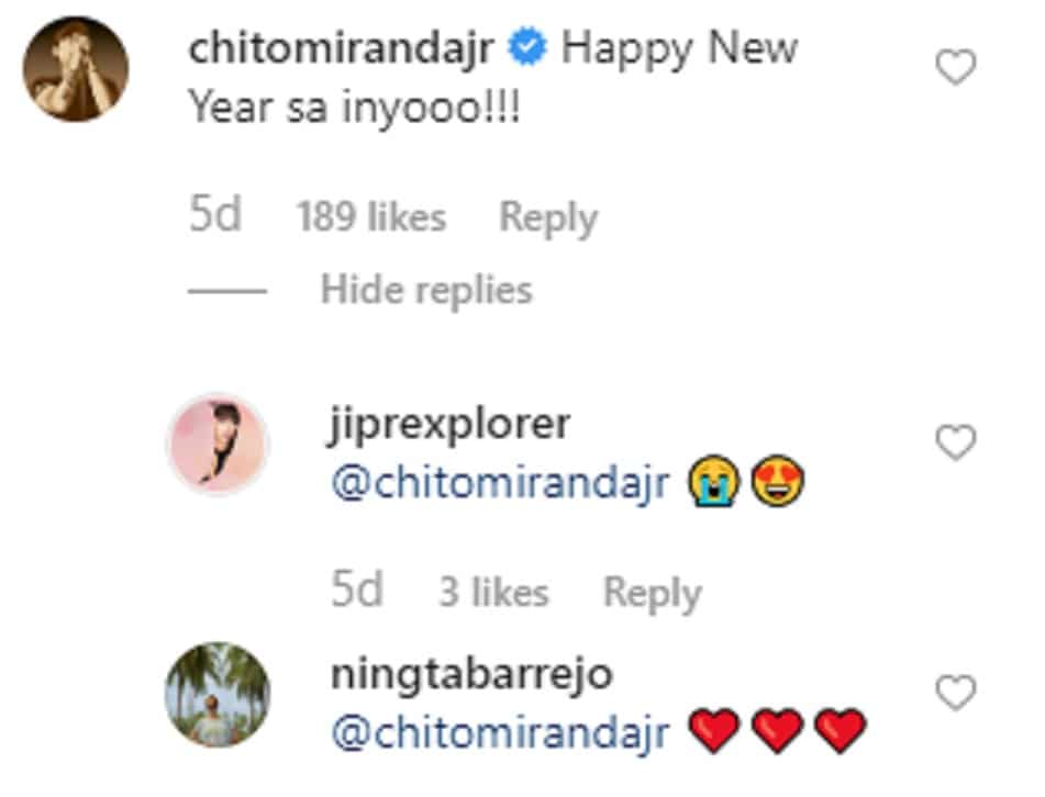 Kaye Abad's ex-boyfriend Chito Miranda comments on her latest post