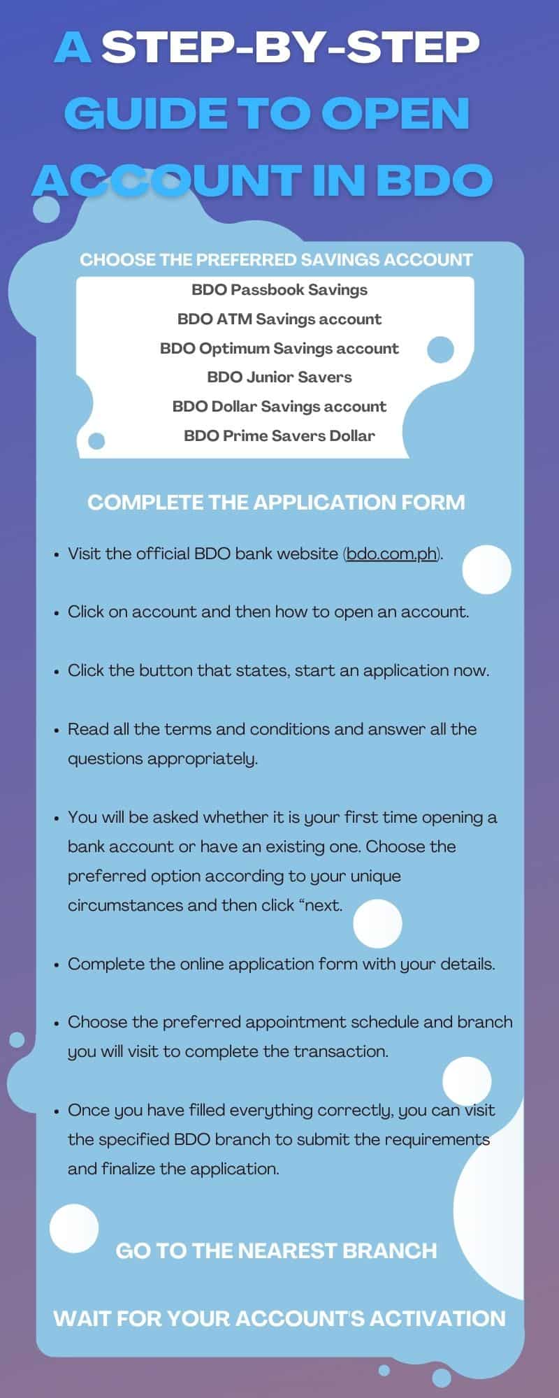 BDO savings account