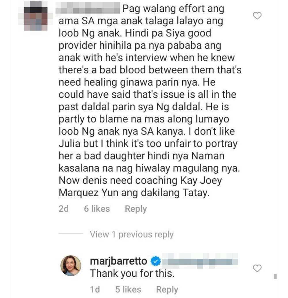 Marjorie Barretto, nagpasalamat sa netizen na nagsabing "partly to blame" din si Dennis Padilla