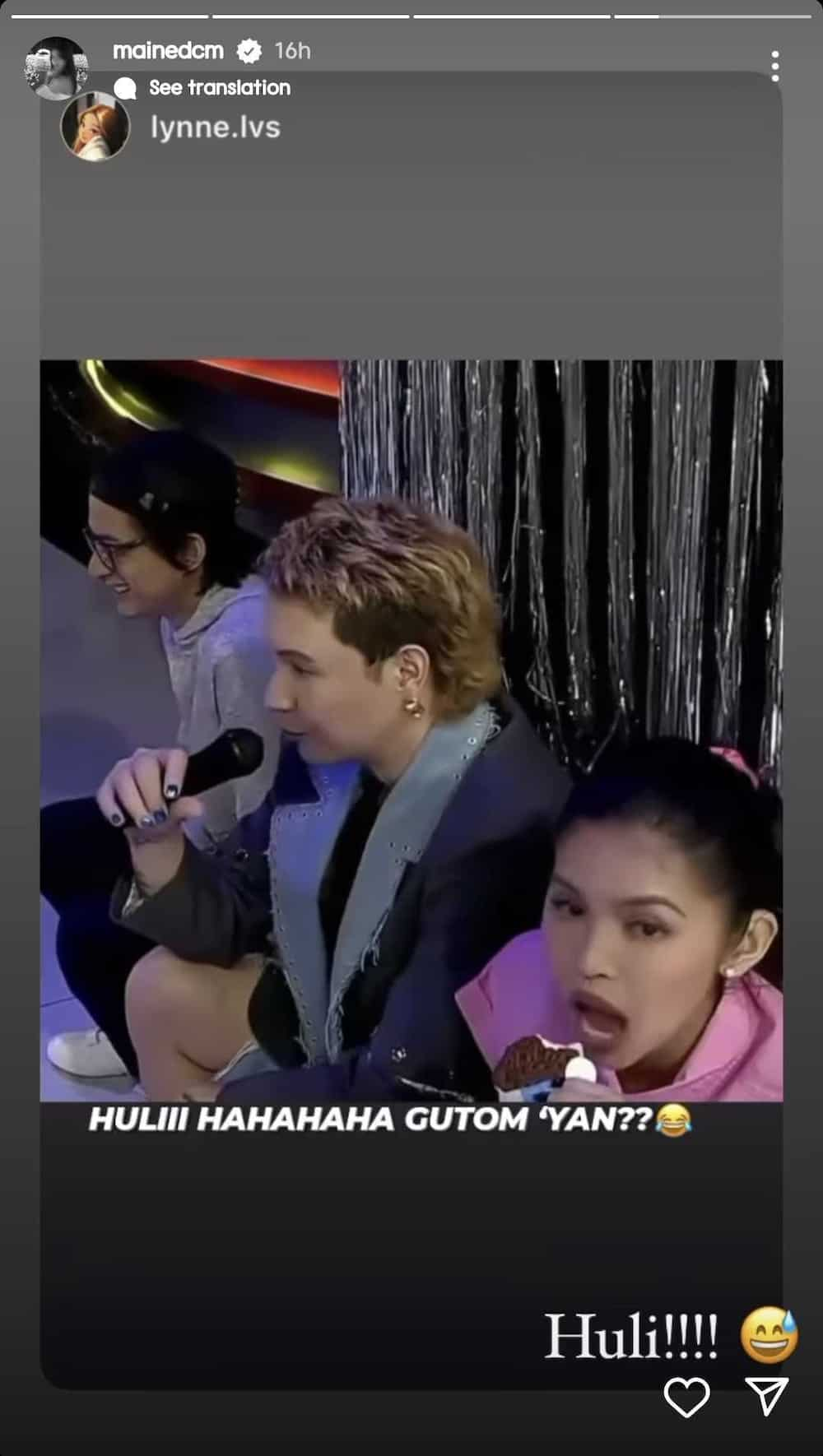 Video ng pagkagulat ni Maine Mendoza matapos mahuling kumakain sa show, viral