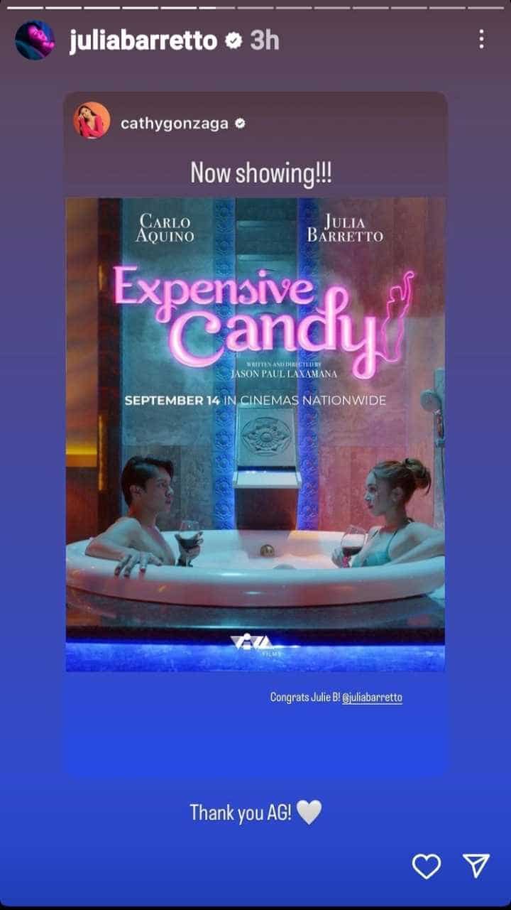 Alex Gonzaga promotes ‘Expensive Candy’, congratulates Julia Barretto; Julia reacts
