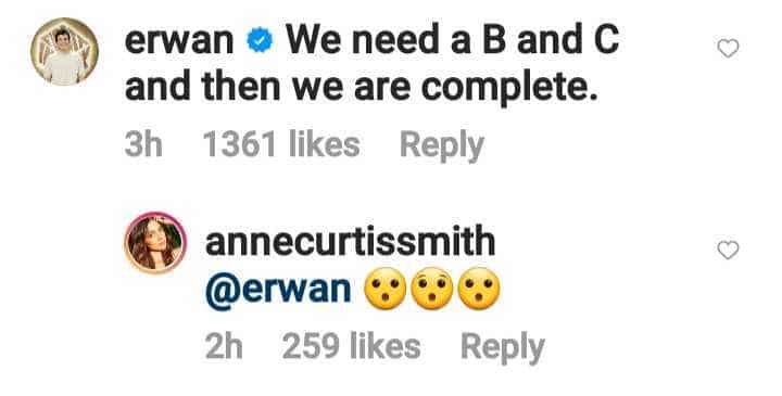 Erwan Heussaff tells Anne Curtis they need “B” and “C” in their family