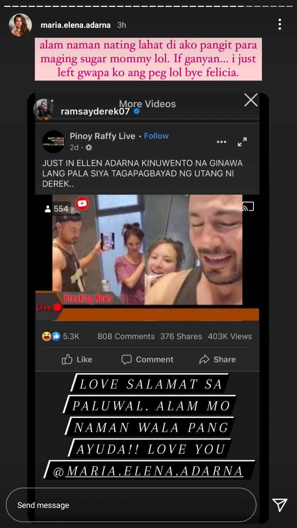 Ellen Adarna, umalma sa fake article na siya umano nagbayad ng utang ni Derek Ramsay Ellen Adarna, umalma sa fake article na siya umano nagbayad ng utang ni Derek Ramsay