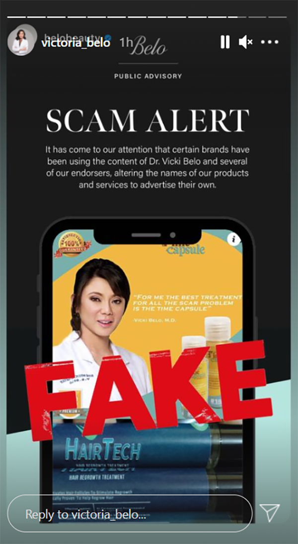 Dr. Vicki Belo warns public about brands falsely using her content and endorsers