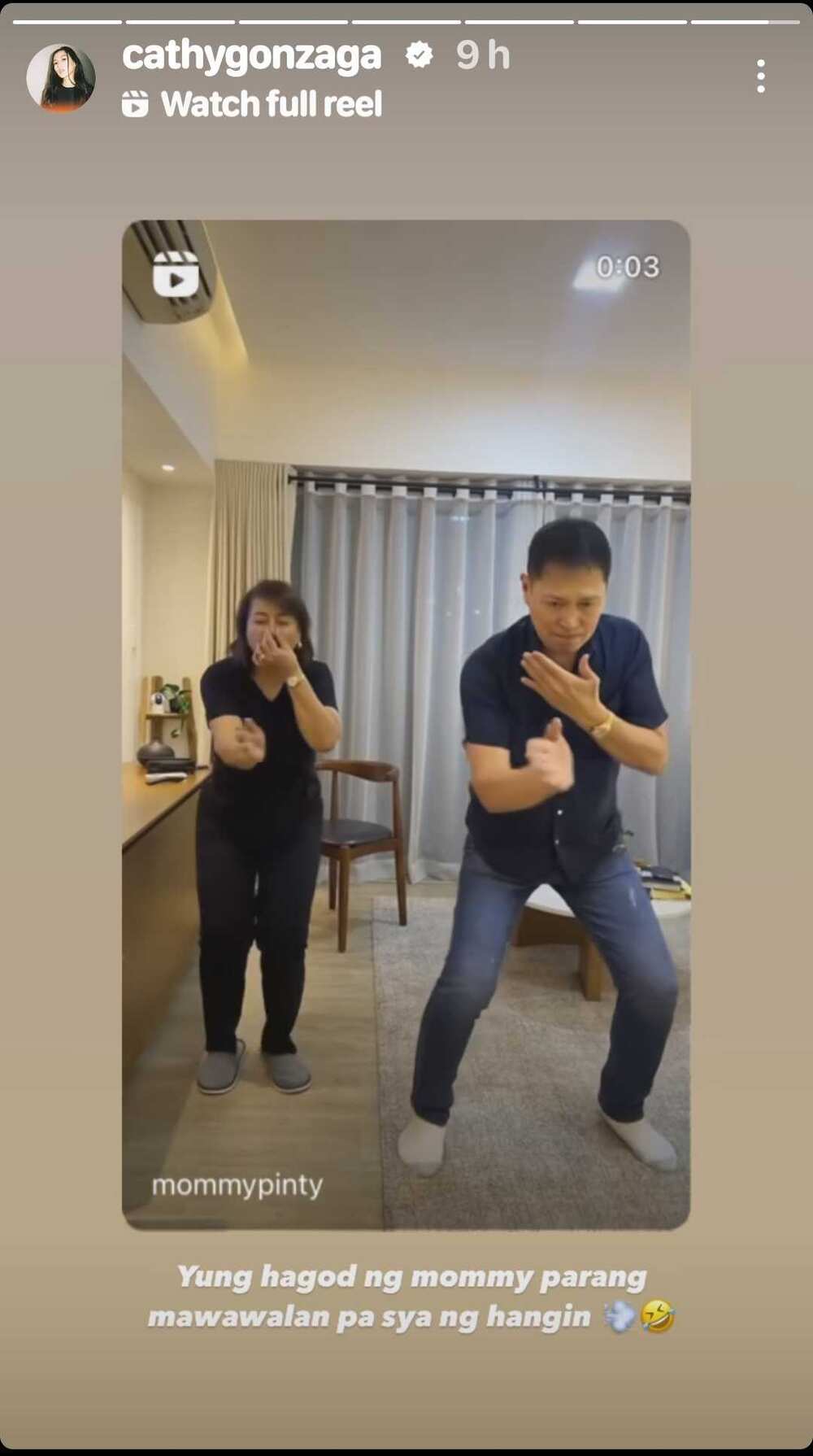 Alex Gonzaga, may kwelang reaksyon sa dance video nina Mommy Pinty, Daddy Bonoy