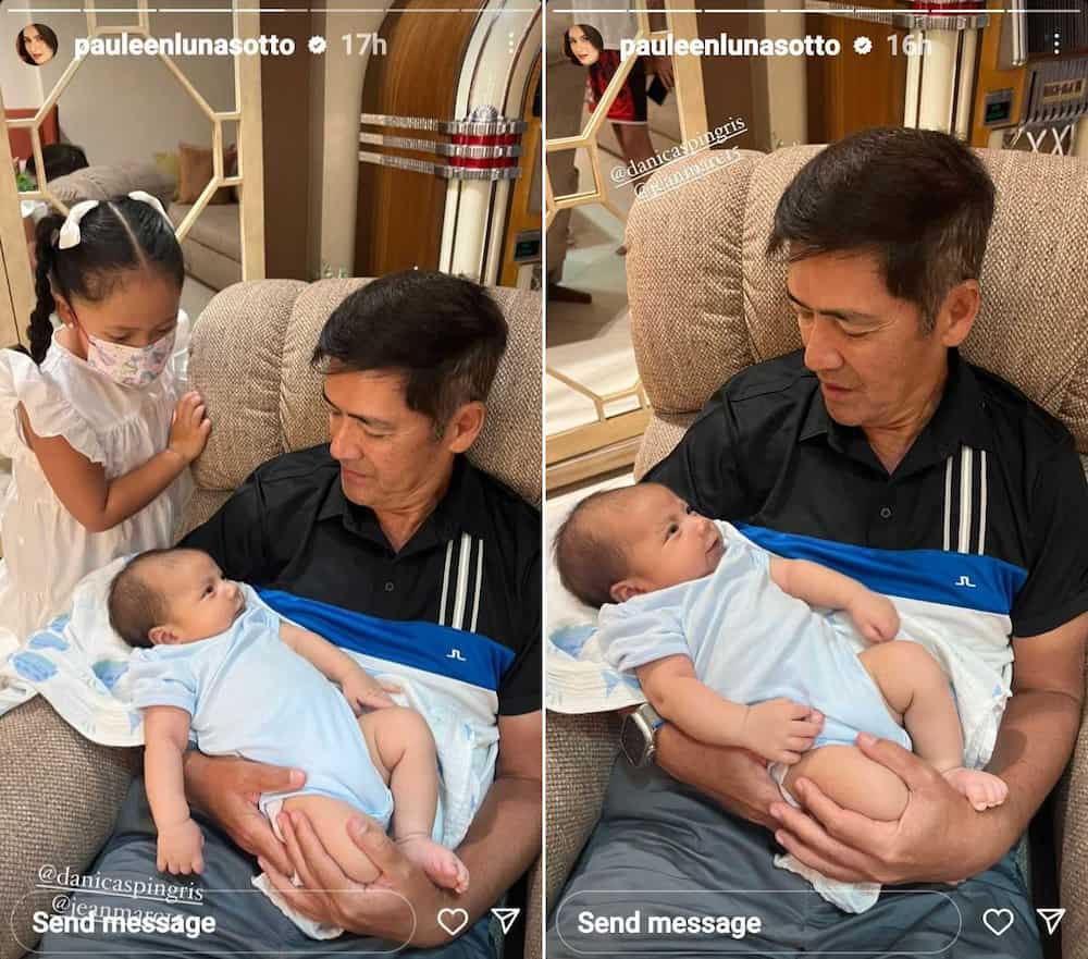 Snaps of Vic Sotto cradling Danica Sotto, Marc Pingris’ son Jean-Luc go viral
