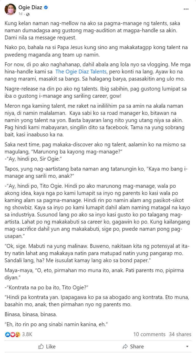 Ogie Diaz, Isiniwalat Na May Talent Siyang Pakakawalan Dahil May Raket ...