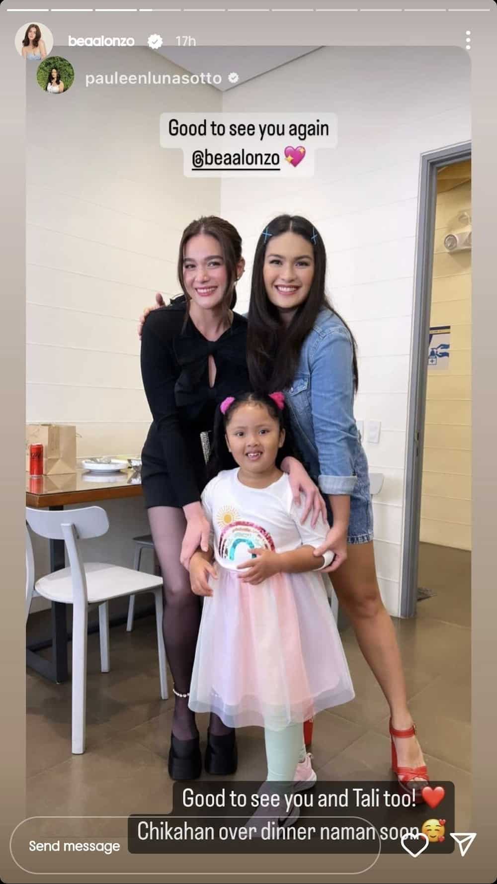 Bea Alonzo hangs out with Pauleen Luna and her daughter Tali Sotto backstage