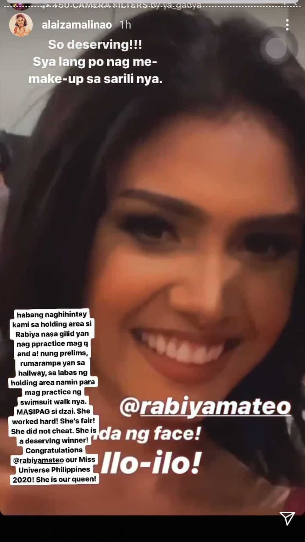 Miss Davao Alaiza Malinao, ipinagtanggol si Miss Universe Philippines 2020 Rabiya Mateo