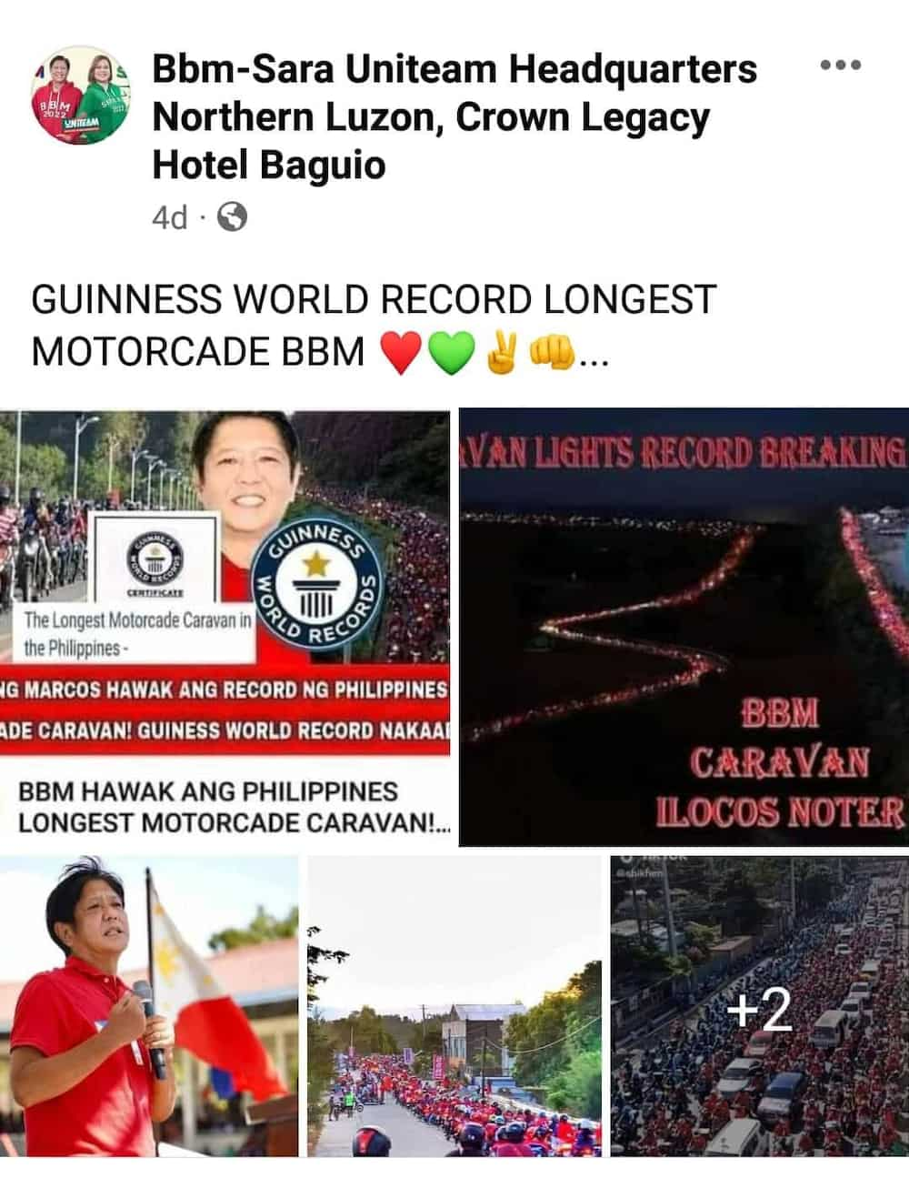 Guinness, itinangging 'world record' ang viral post ukol sa 'di umano'y BBM motorcade