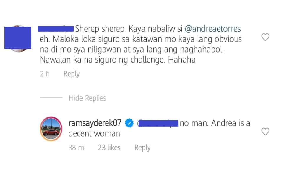 Derek Ramsay, sinupalpal ang basher na nagsabing si Andrea Torres ang naghabol sa kanya