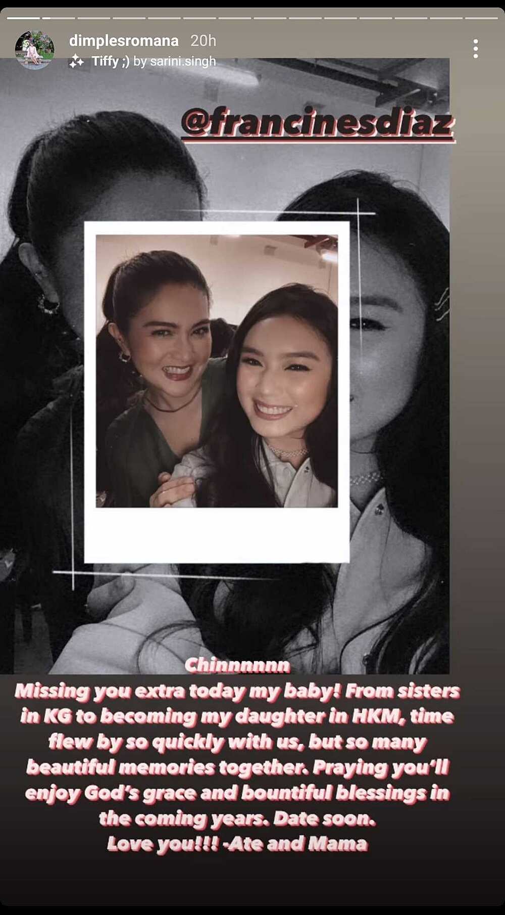 Dimples Romana pens sweet and heartwarming birthday note for Francine Diaz