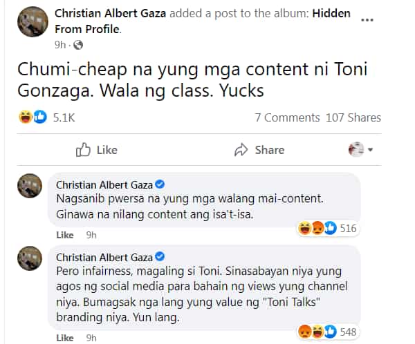 Xian Gaza, pinuna ang ‘Toni Talks’ ni Toni Gonzaga: “Chumi-cheap na”