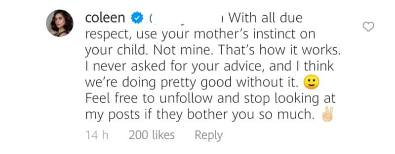 Coleen Garcia, Billy Crawford slam unsolicited advice of netizen on baby care