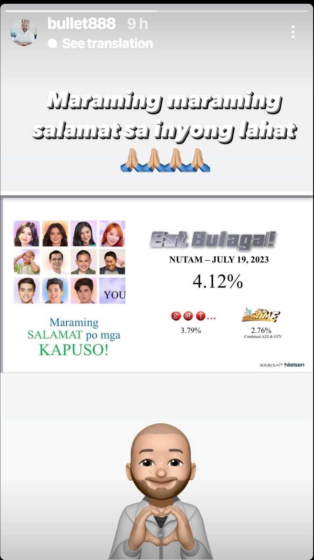 Mayor Bullet Jalosjos, nagpasalamat matapos manguna ang TAPE’s ‘Eat Bulaga’ sa ratings Mayor Bullet Jalosjos, nagpasalamat matapos manguna ang TAPE’s ‘Eat Bulaga’ sa ratings