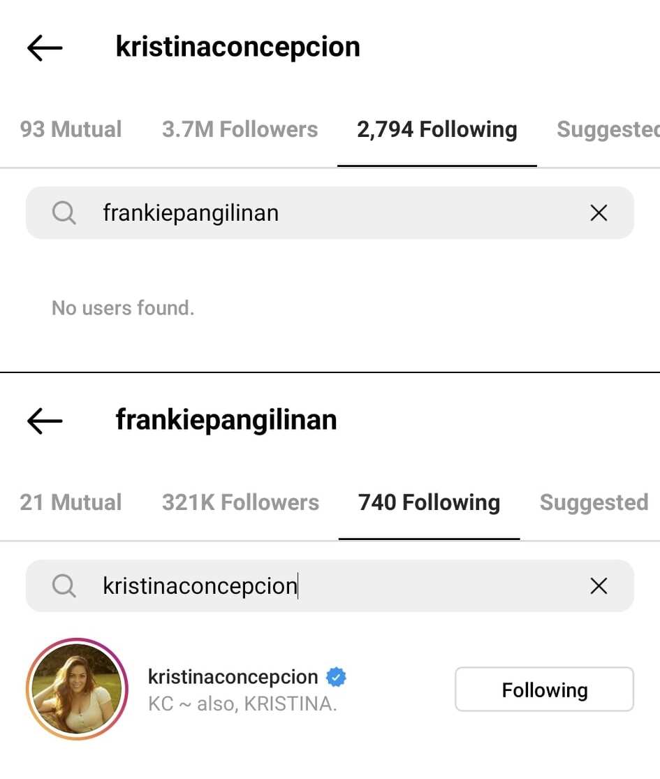KC Concepcion, naispatang naka-unfollow kay Frankie Pangilinan sa Instagram