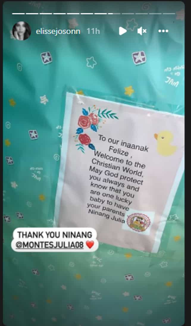 Baby Felize, nakatanggap ng regalo sa kanyang ninong Coco Martin at ninang Julia Montes