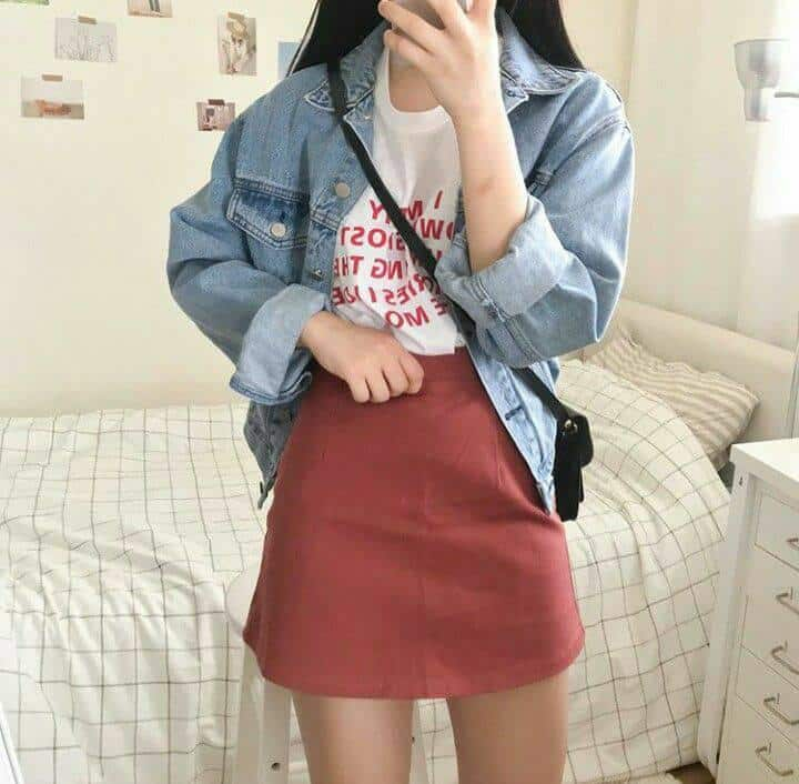 korean red outfit