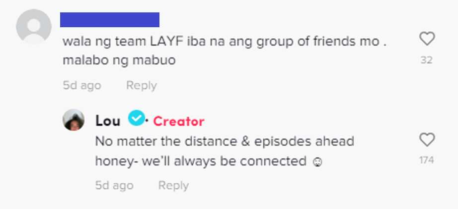 Lou Yanong, may sagot sa netizen na nagsabing malabo nang mabuo ang Team LAYF: "we’ll always be connected"