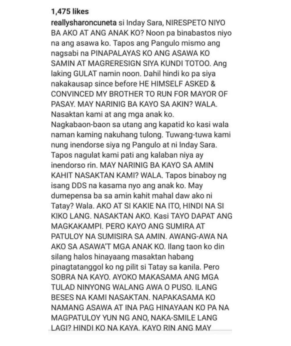 Sharon Cuneta, inilahad ang mga hinaing niya ukol kay Pangulong Duterte