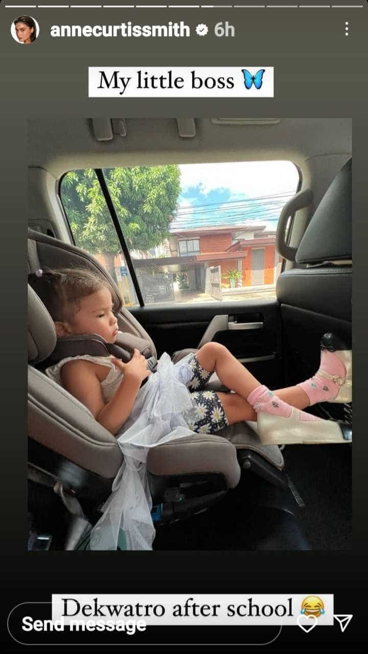 Snap of Baby Dahlia Heussaff doing cozy pose in the car goes viral