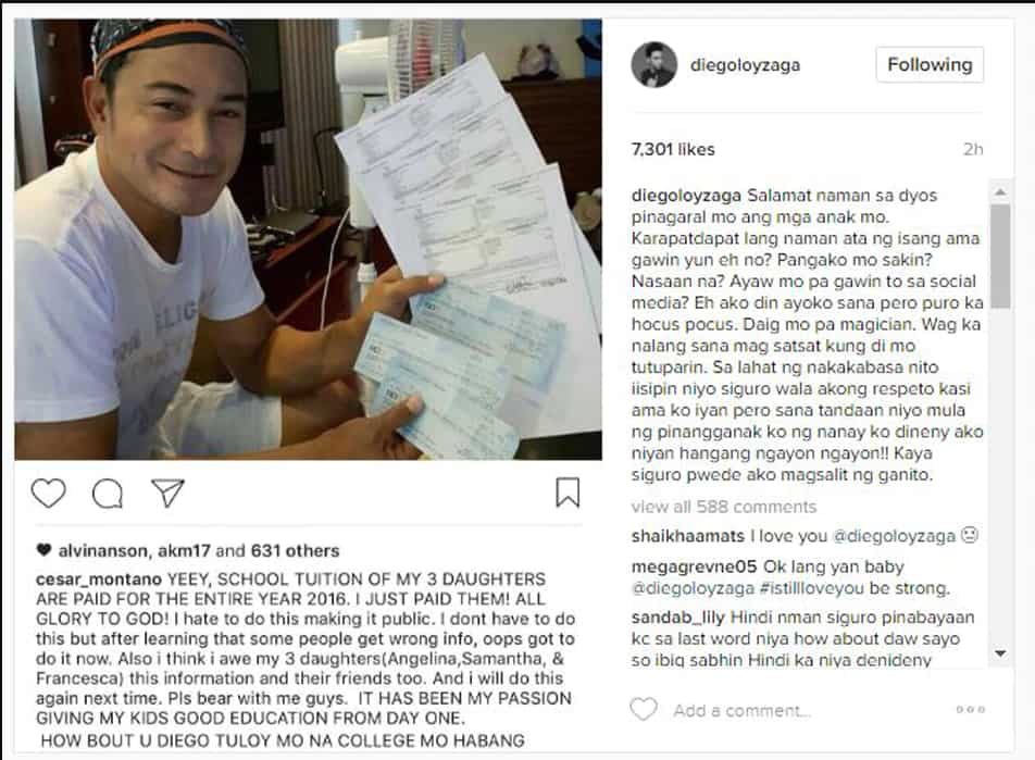 Diego Loyzaga, binati ang kanyang amang si Cesar Montano ng Happy Father's Day