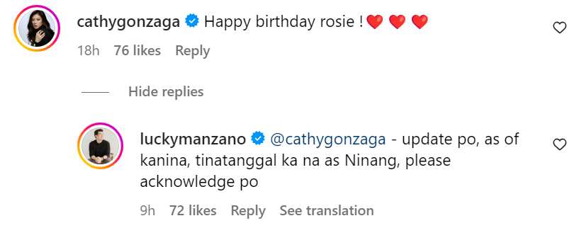 Luis Manzano pabirong nag-reply sa greeting ni Alex Gonzaga kay Rosie: “tinatanggal ka na as Ninang”