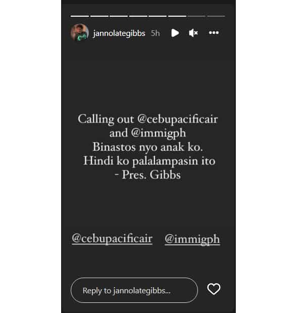 Janno Gibbs calls out Cebu Pacific, BoI in a post: “Binastos nyo anak ko”