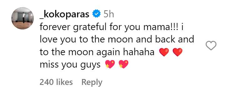 Kobe Paras reacted to the recent Instagram post of his rumored