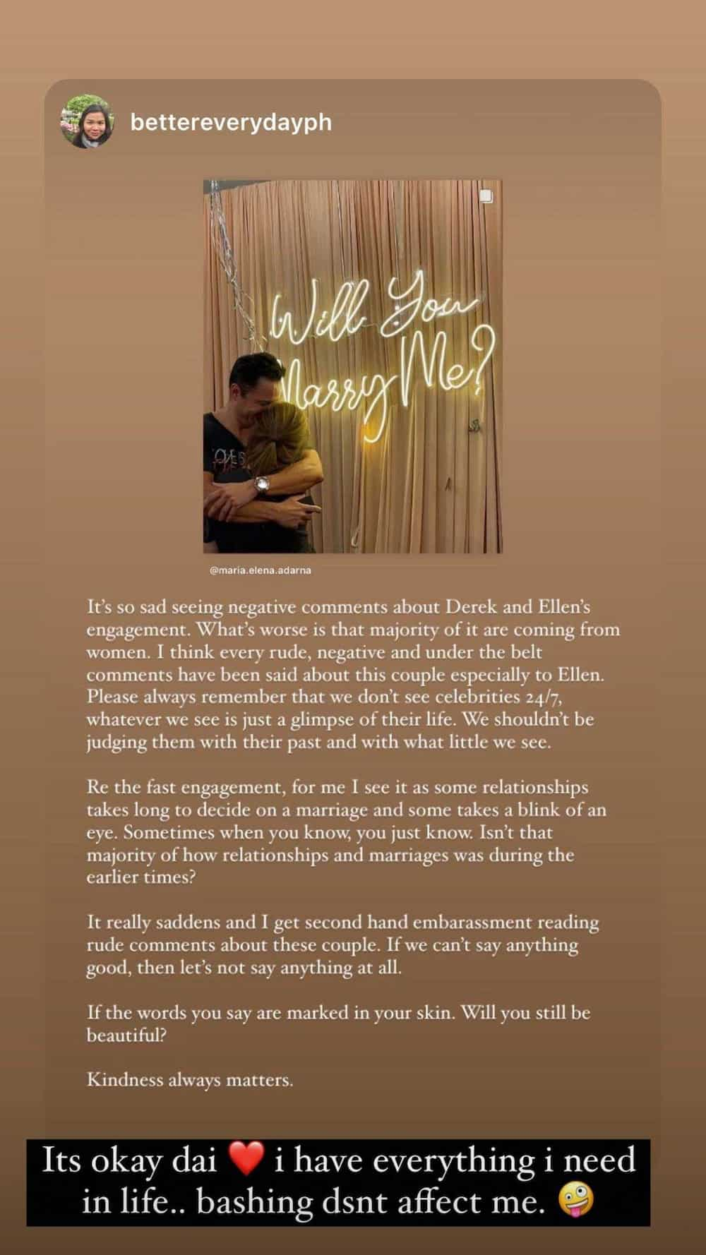 Ellen Adarna, matapang na binweltahan mga bashers ng engagement niya kay Derek Ramsay