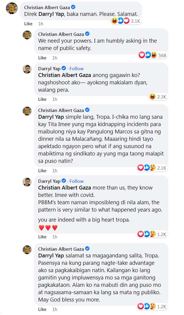 Convo nina Xian Gaza at Darry Yap ukol sa “sunod-sunod na kidnapping case,” usap-usapan