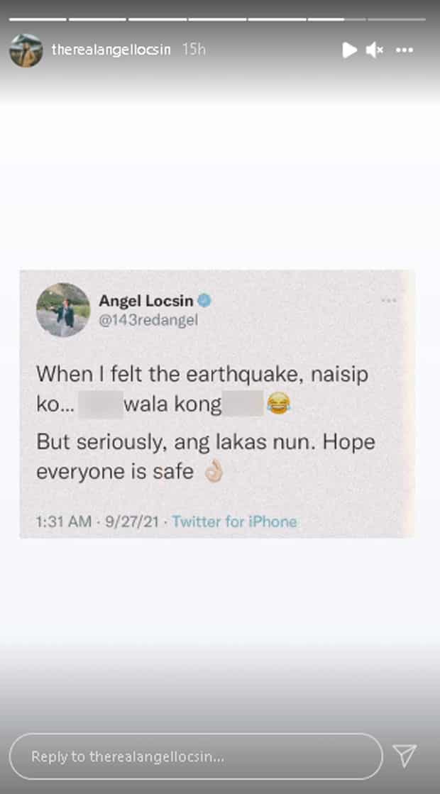 Post ni Angel Locsin tungkol sa una niyang naisip nung lumindol ng madaling araw, viral
