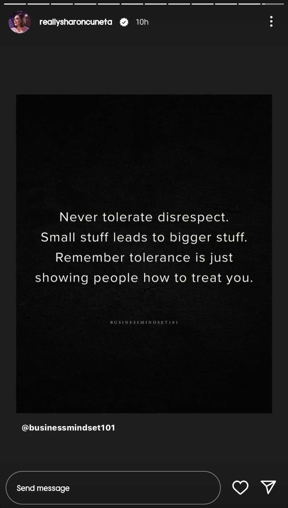 Sharon Cuneta, nag-share ng panibagong quote card: "Never tolerate disrespect"