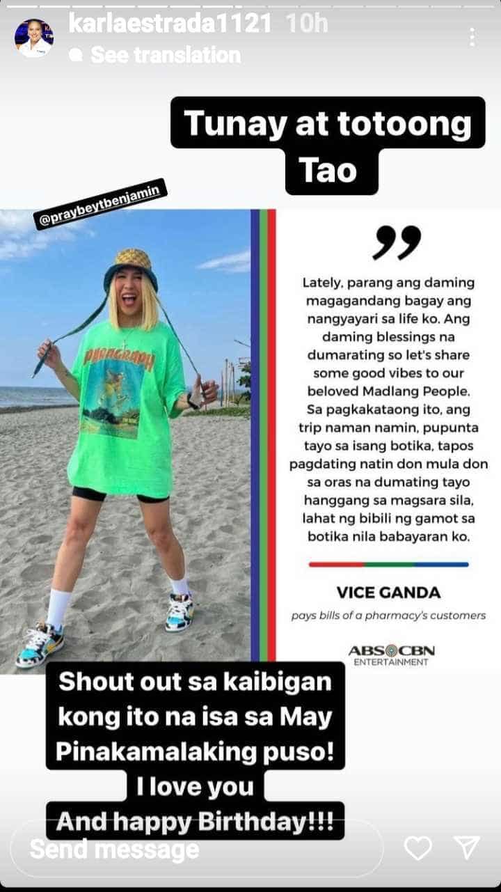 Karla Estrada tinawag na “tunay at totoong tao” ang kaibigang si Vice Ganda